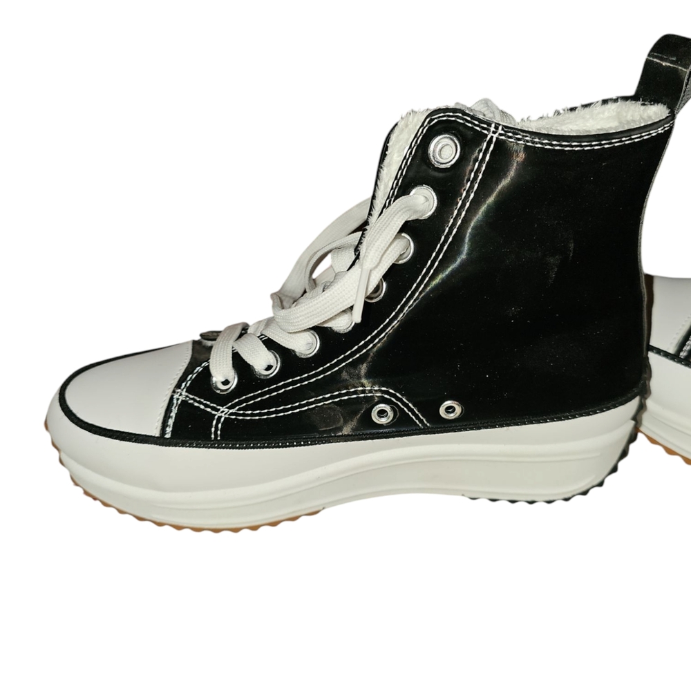 Black and White High-Top Athletic Shoes